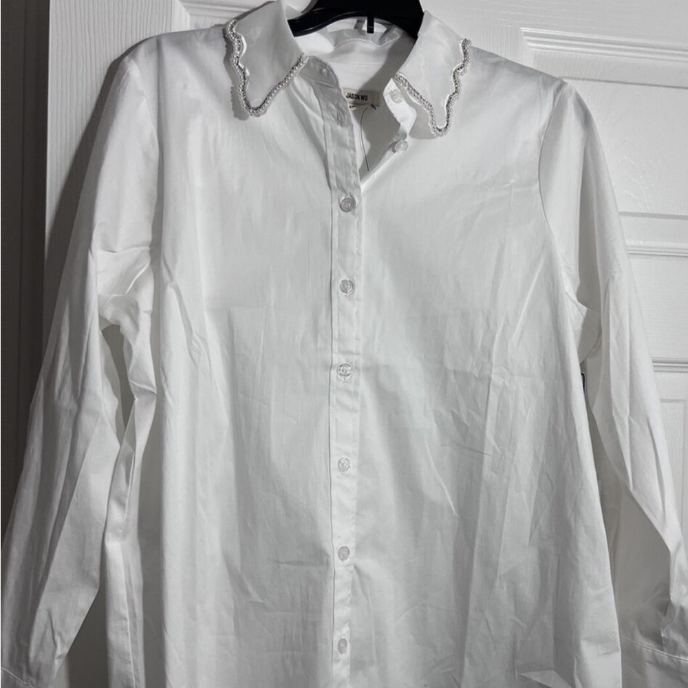 Jason Wu White Blouse shirt Top Bedazzled